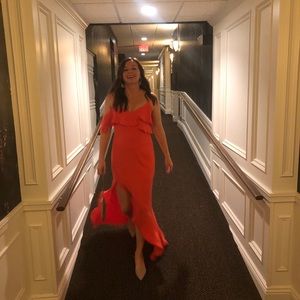 BCBG Off the shoulder deep orange dress